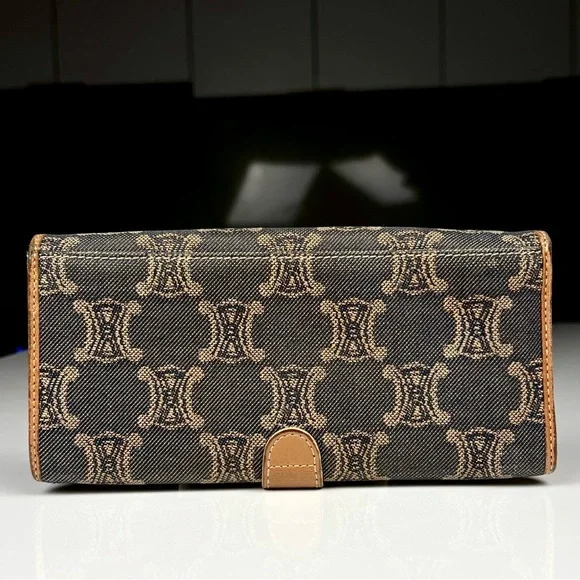 Rare Denim CELINE Triomphe Paris Macadam Continental Wallet Indigo/Bronze - Picture 3 of 10